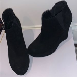 Black wedge booties